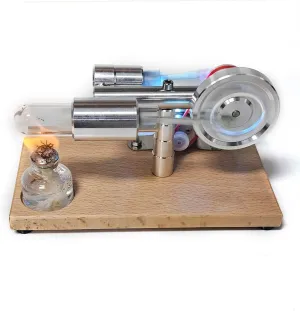 γ-Type Stirling Engine Generator Model, Engine Model with Dropper LED Lights, Physics Science Education Model for Adults (Burlywood Chassis Basic Version)