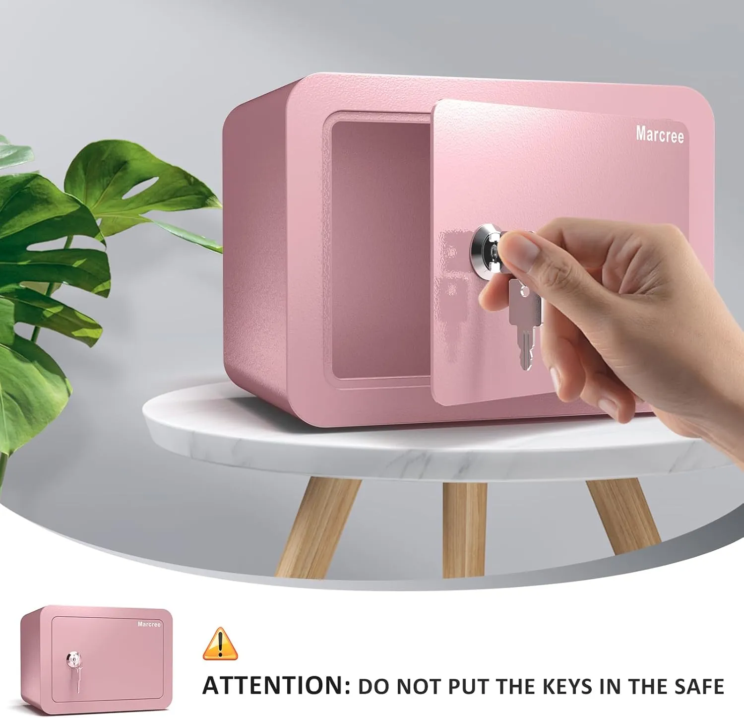 0.23 Cubic Small Safe Box for Home, Mini Safes for Kids, Pink Safe with Key, Security Cabinet Safes with Cutting-edge Bending, Lock Box with Keys for Money Cash, 6.69x 9.06x 6.69 Inches, Pink