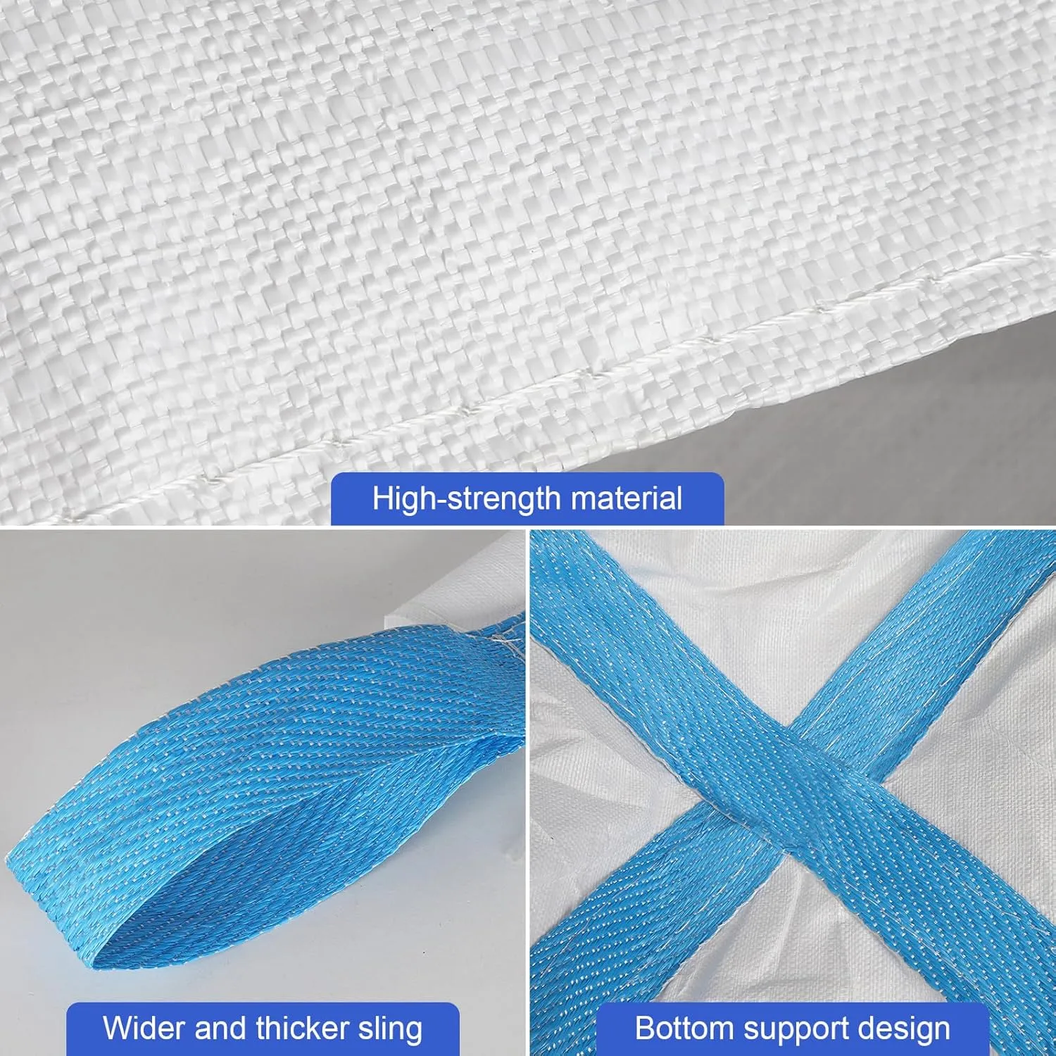 10 Pack FIBC Bulk Bag, 1.5 Ton Bag, 35""L x 35""W x 43""H, 3300lbs SWL, Open Top Flat Bottom, Heavy Duty Bulk Bag for Industry Agriculture