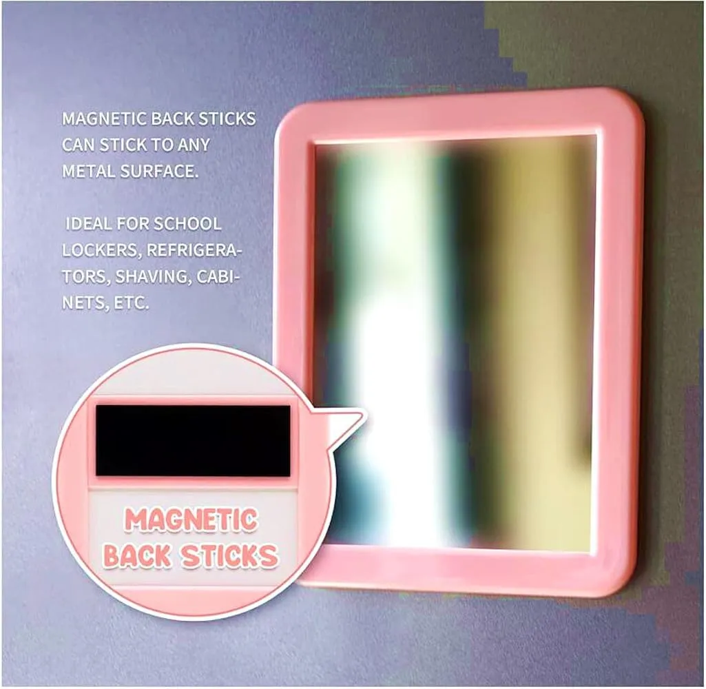 10 Pack Pink Magnetic Locker Mirror,5" x 7" Iocker Mirror Magnetic - Small Mirrors for School Locker, Bathroom, Workshop Toolbox, Office Cabinet,Easy Install