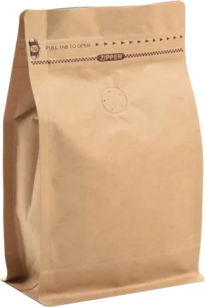 100 Count 0.5 lb Kraft Paper Coffee Bags - High Barrier Kraft & Foil Liner - Flat Bottom Coffee Pouches with Degassing Valve, Food Storage Bags with Rsealable Zipper & Easy Open Tape (100, 8oz/½lb)