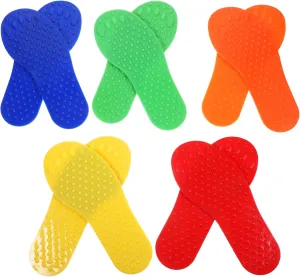 10Pcs Footprint Floor Markers Vibrant Colored Spot Marking Pads for Soccer Training Easy Install Foot Shaped Design for Use for Tennis and Sports Courts