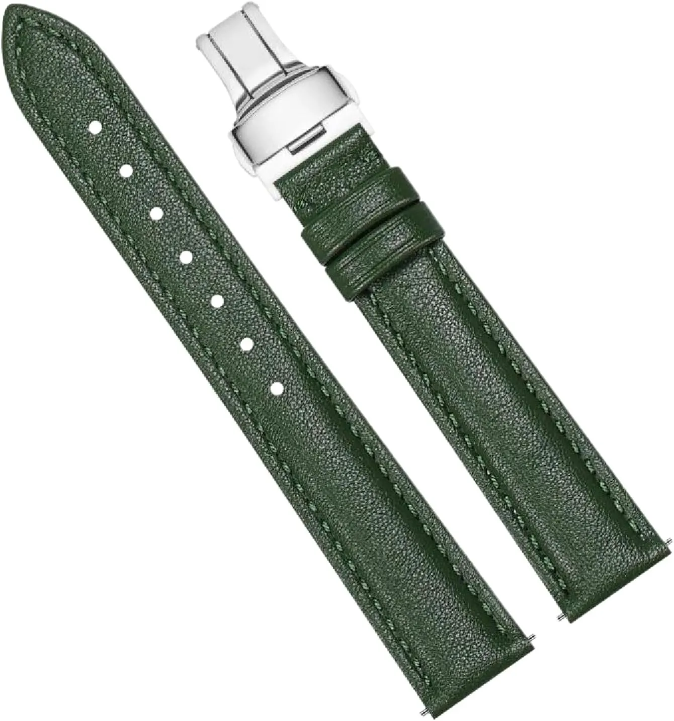 12-22mm Genuine Leather Watchband with Butterfly Buckle Universal Plain Men and Women Watch Strap