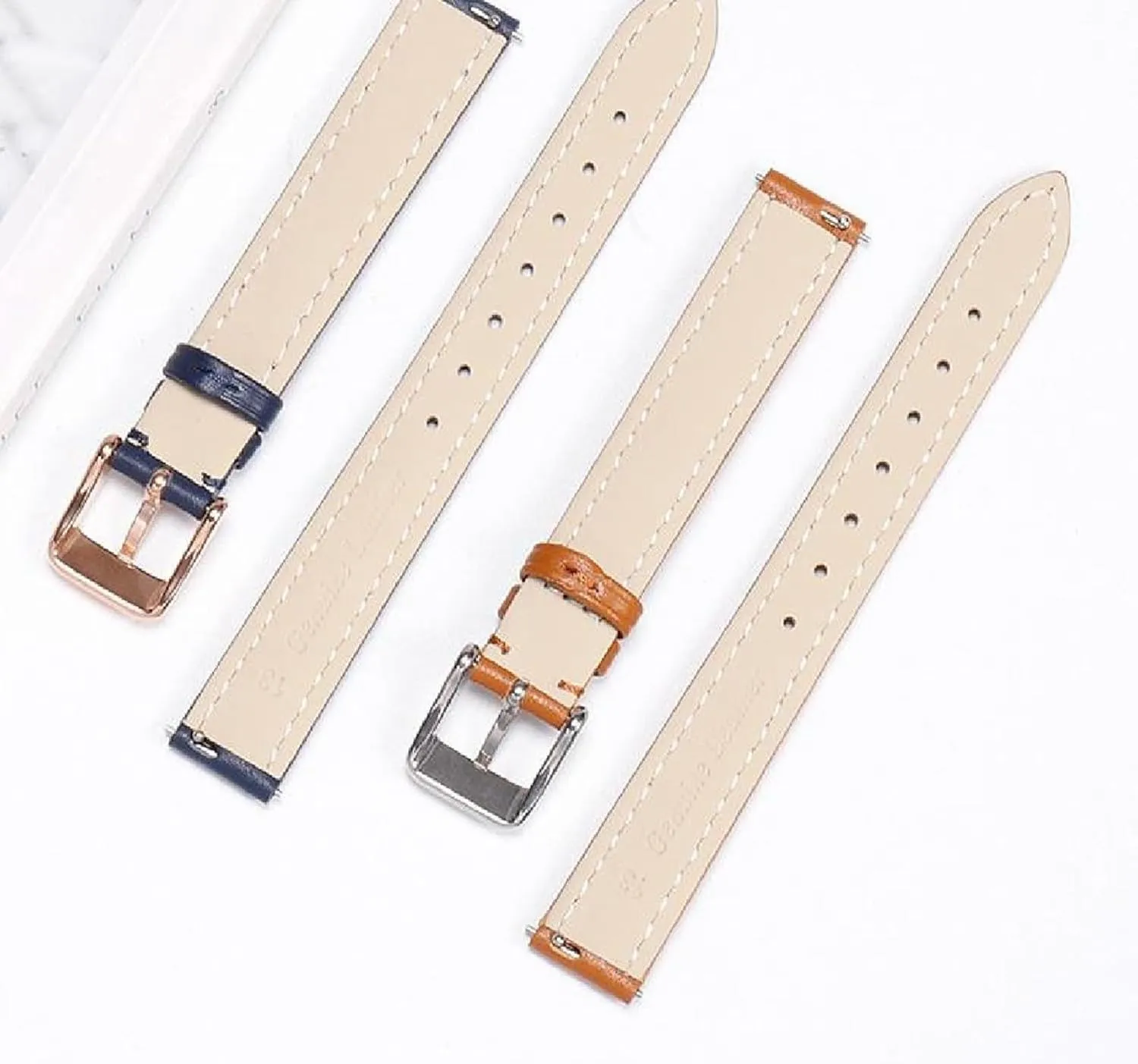 12-22mm Genuine Leather Watchband with Butterfly Buckle Universal Plain Men and Women Watch Strap