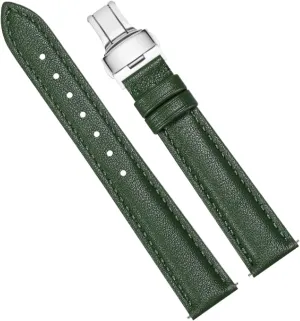 12-22mm Genuine Leather Watchband with Butterfly Buckle Universal Plain Men and Women Watch Strap