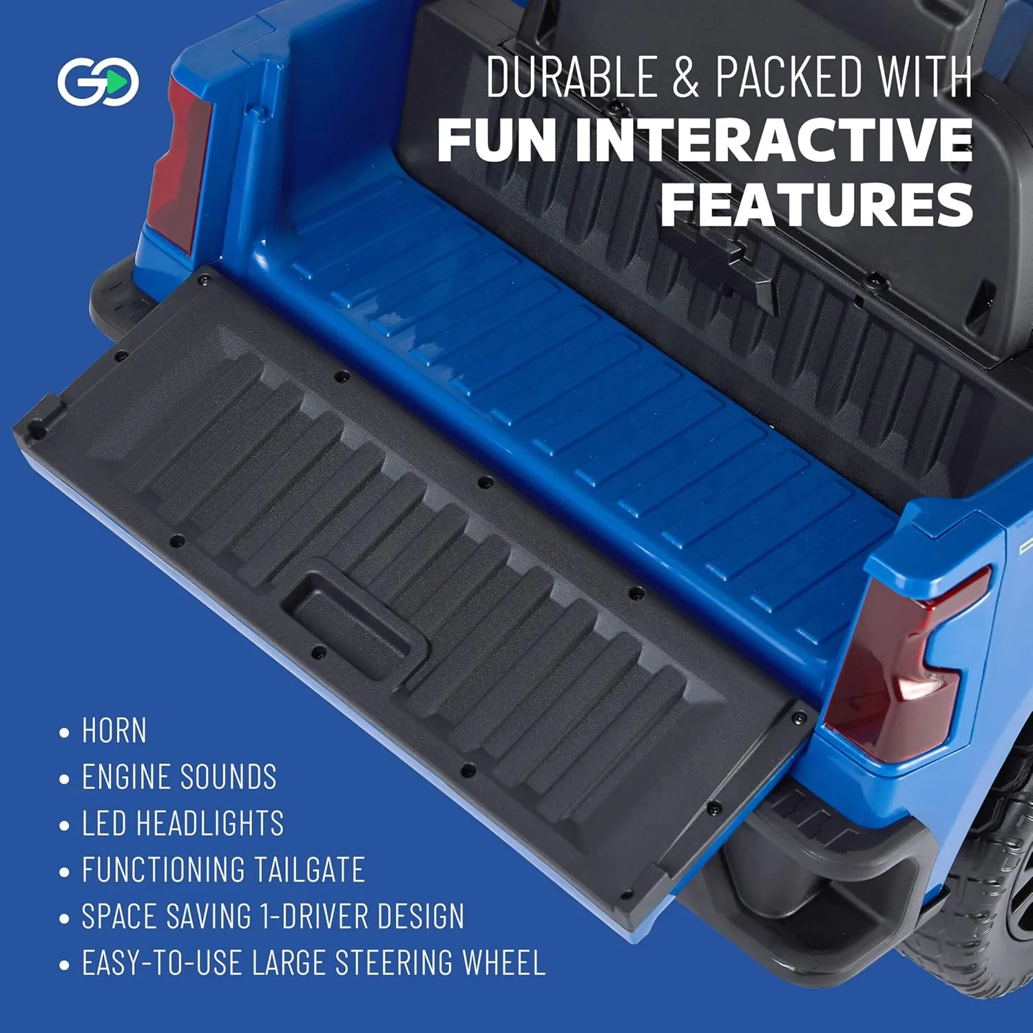 12V Battery Powered Licensed Chevrolet Silverado Kids Ride On Truck Electric Vehicle with Parent Remote Control, High Speed Mode (5 MPH), LED Lights, Retractable Tailgate, & Truck Sounds