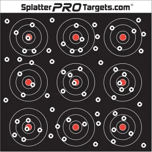 12x12 Splatter Targets. Shots Burst with Bright White Halo Upon Impact. Instantly See Your Shots.