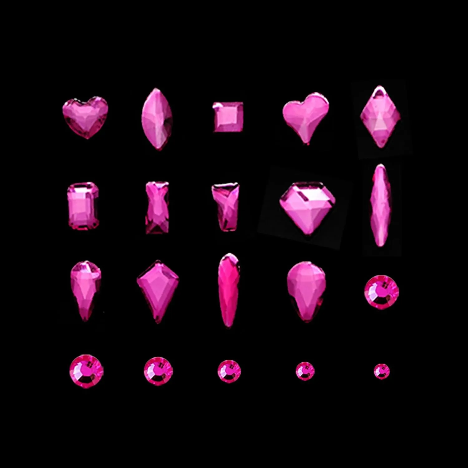 14 Types of 700 Rose Pink Diamonds   2100 Flat Rhinestones Mix 20 Styles Flatback DIY Crafts Rhinestone Crystals 3D Ornament‌s Flat Back Stones Set   Tweezers   Drill Pen