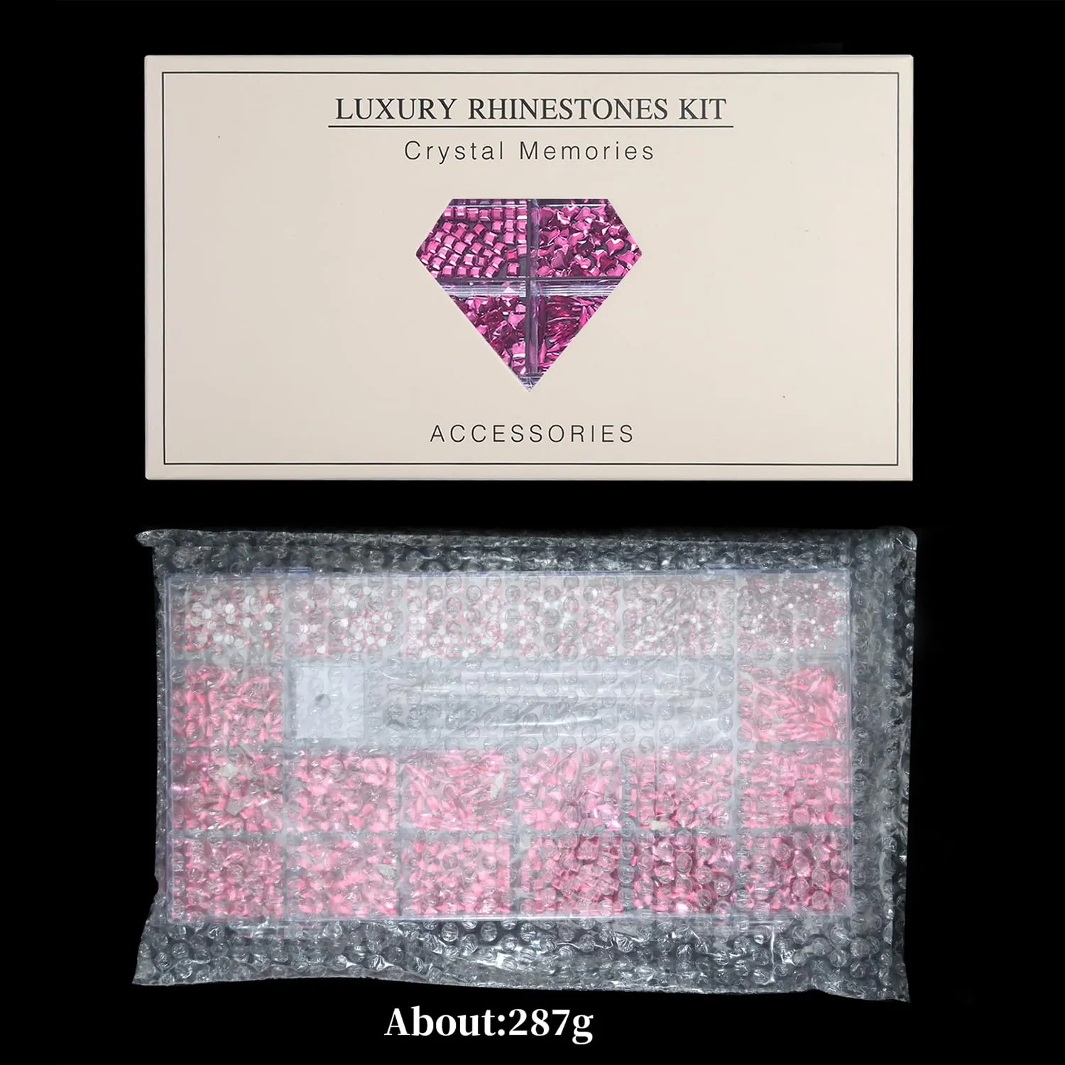 14 Types of 700 Rose Pink Diamonds   2100 Flat Rhinestones Mix 20 Styles Flatback DIY Crafts Rhinestone Crystals 3D Ornament‌s Flat Back Stones Set   Tweezers   Drill Pen