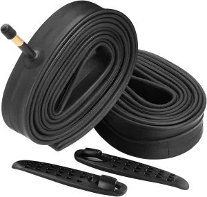 2 Pack 700 x 35-43c Road Bike Inner Tubes, 48mm Schrader Valve Premium Quality Butyl Inner Tube with 2 Tire Levers