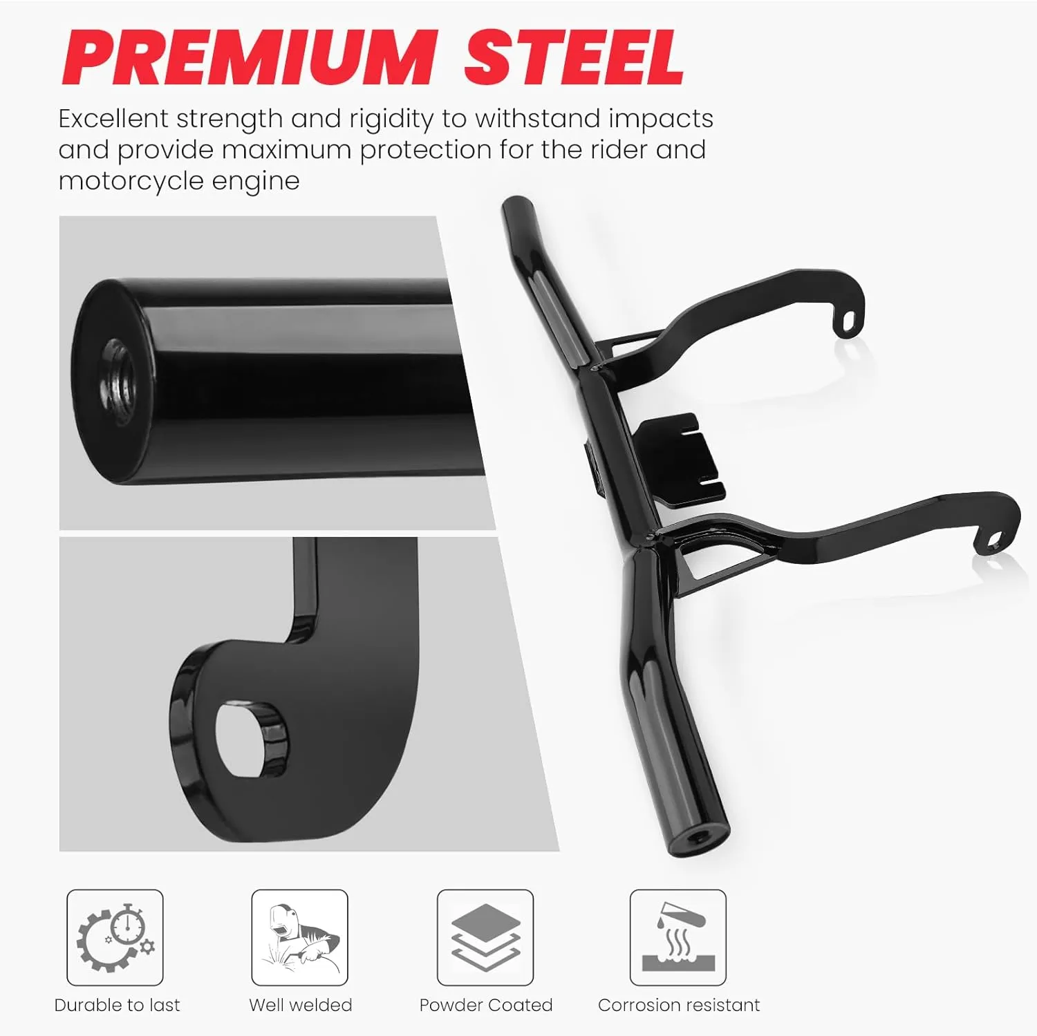 2009-2013 Touring Front Engine Guard Crash Bar Flat Out Bar Compatible with Harley Davidson Street Glide Road Glide Road King Electra Glide Trike Glide Black Motorcycle Bumper