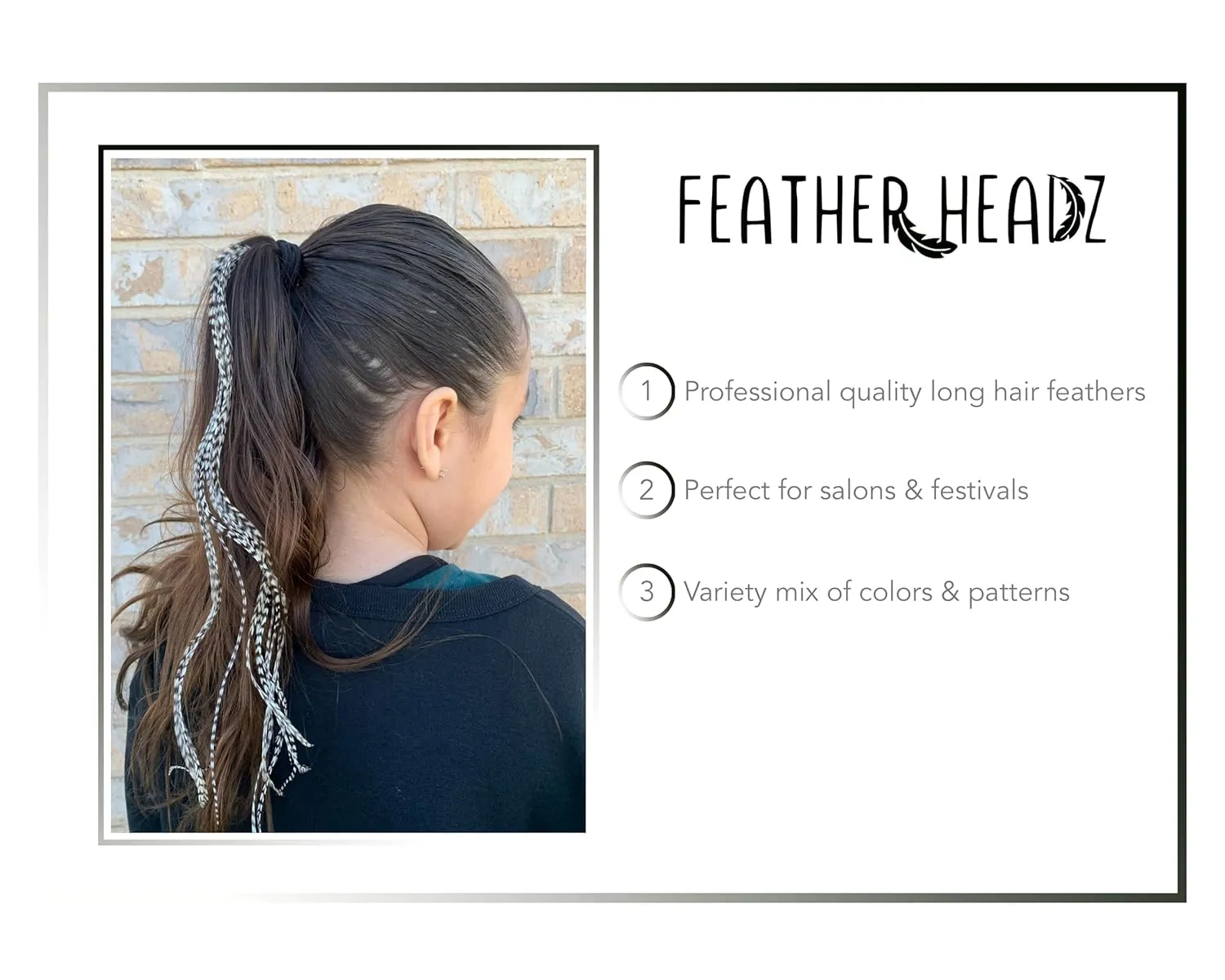 21 Grizzly Color Hair Feathers - 9”- 14” Long - Feathers for Hair Extension, Hair Extension DIY Kit - Eye-Catching Design - 20 Micro-link Beads - 100% Real Rooster Feathers