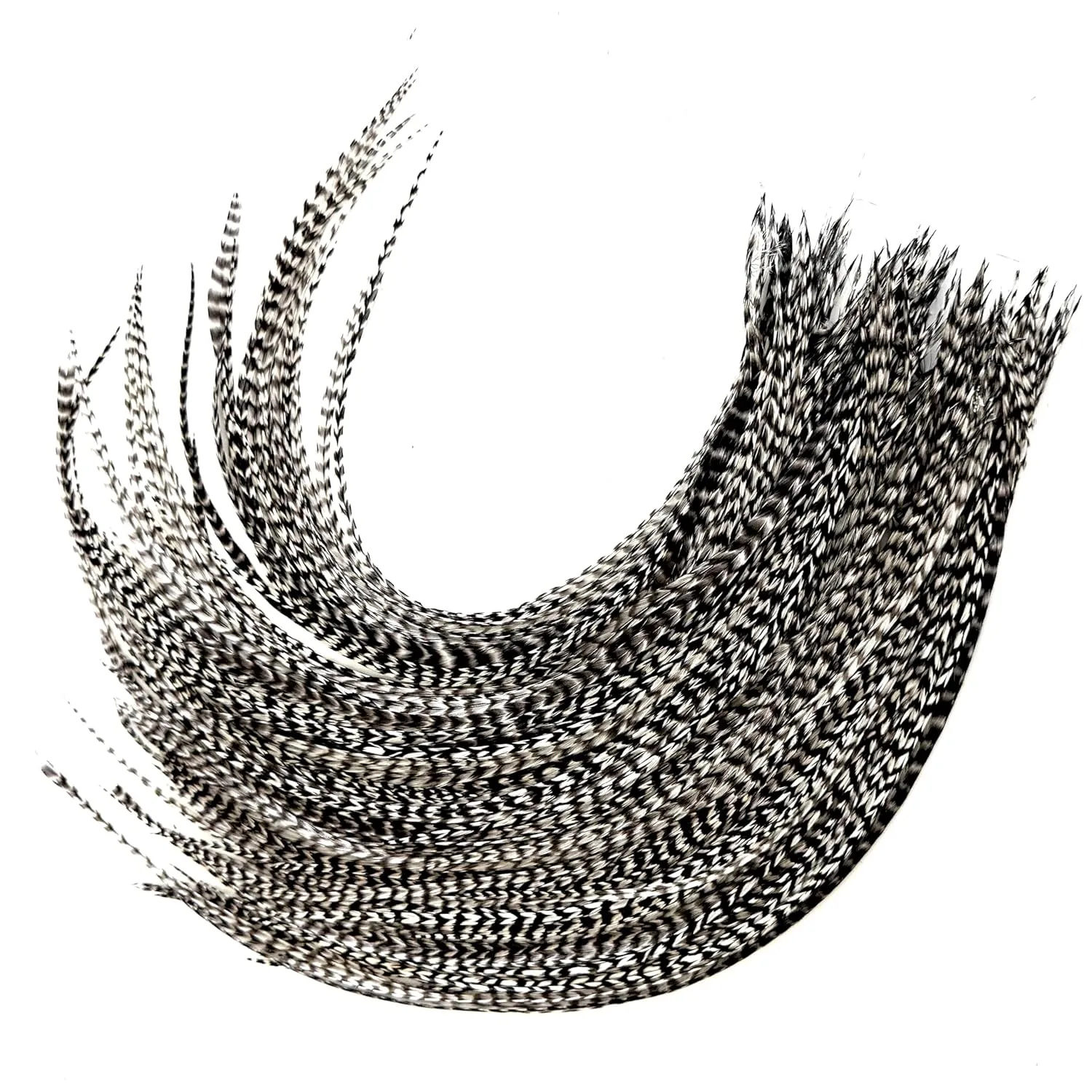 21 Grizzly Color Hair Feathers - 9”- 14” Long - Feathers for Hair Extension, Hair Extension DIY Kit - Eye-Catching Design - 20 Micro-link Beads - 100% Real Rooster Feathers