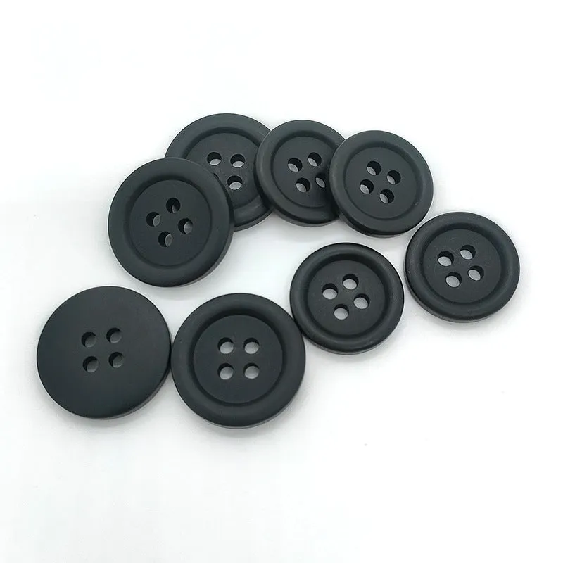 28/32L Black White Grey Navy Blue Round 4-Hole Resin Buttons 100 Pack