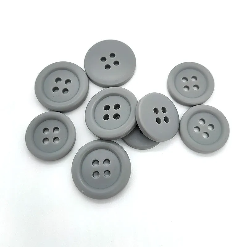 28/32L Black White Grey Navy Blue Round 4-Hole Resin Buttons 100 Pack