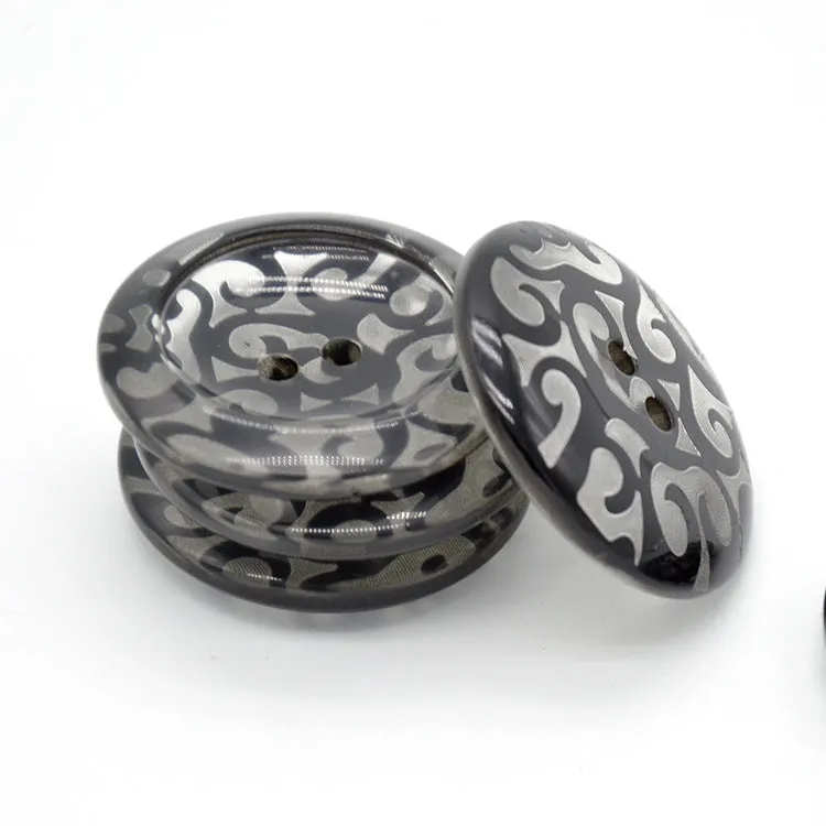 38mm Large Black Transparent Round 2-Hole Resin Buttons 20pcs
