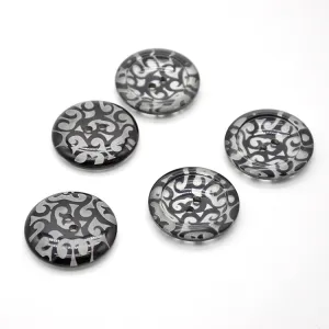 38mm Large Black Transparent Round 2-Hole Resin Buttons 20pcs