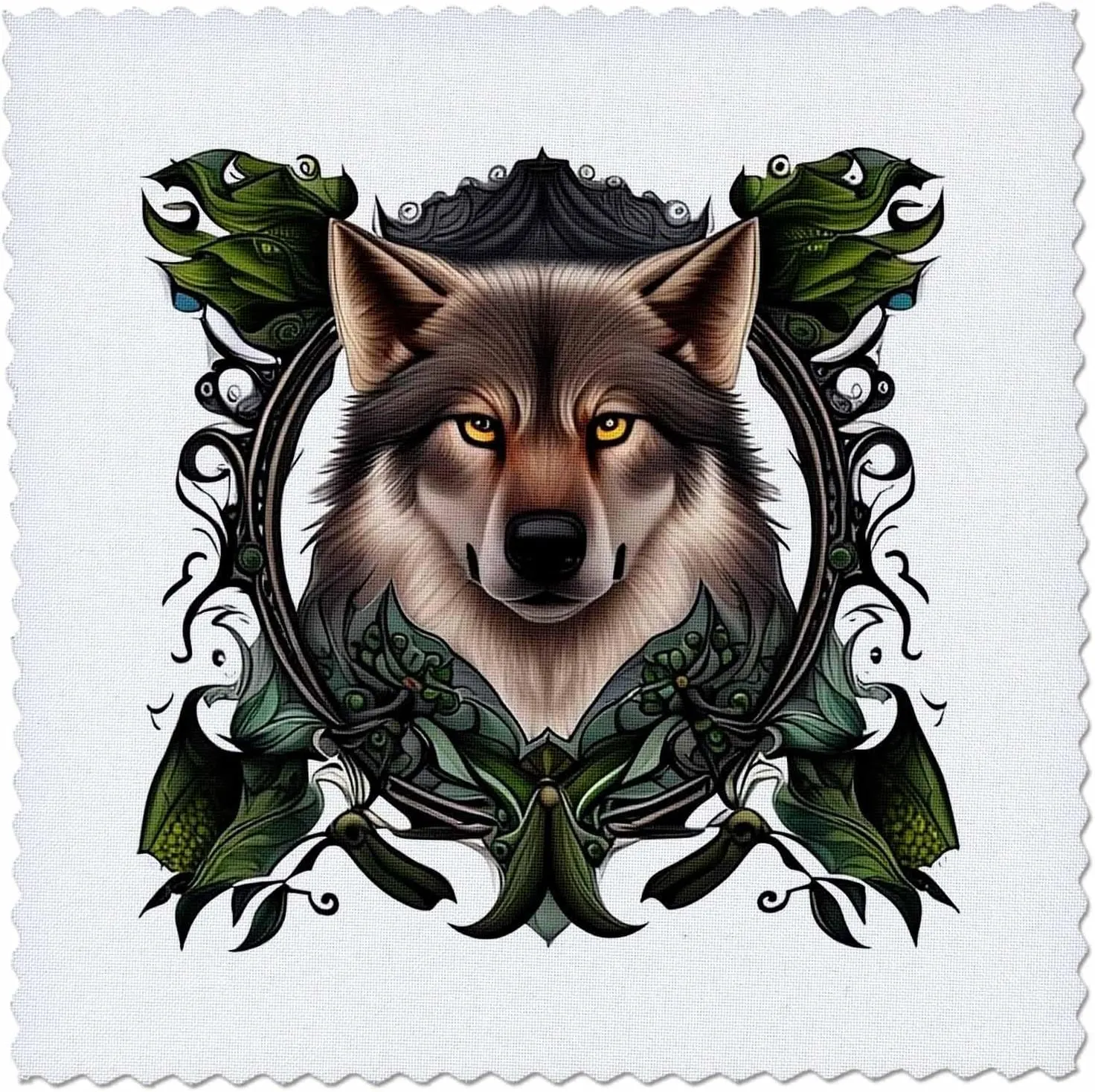 3dRose A Timber Wolf Surrounded by Ladys Slipper Minnesota State... - Quilt Squares (qs-384704-1)