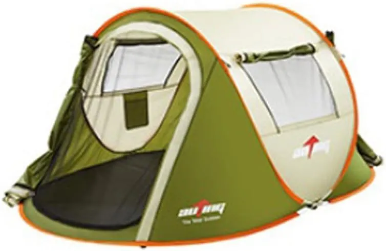 4-Person Instant Pop-Up Tent Two Double Doors Two Windows Set Up and Tear Down in Seconds (Olive Green)