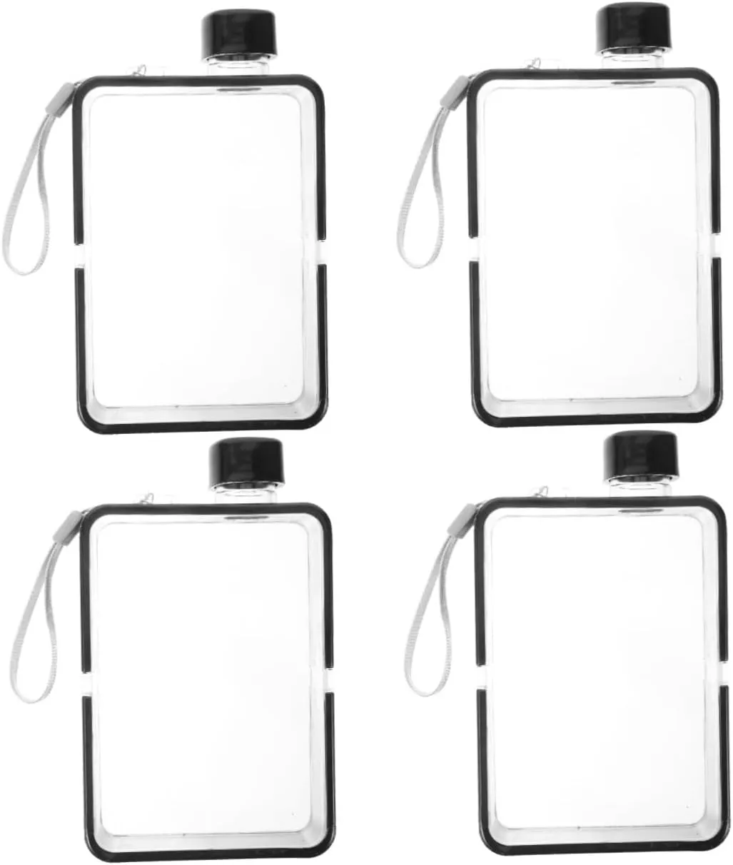 4pcs Pp Material Flat Flask Water Bottle Leakproof Portable and Safe for Fitness Travel and Daily Use Random