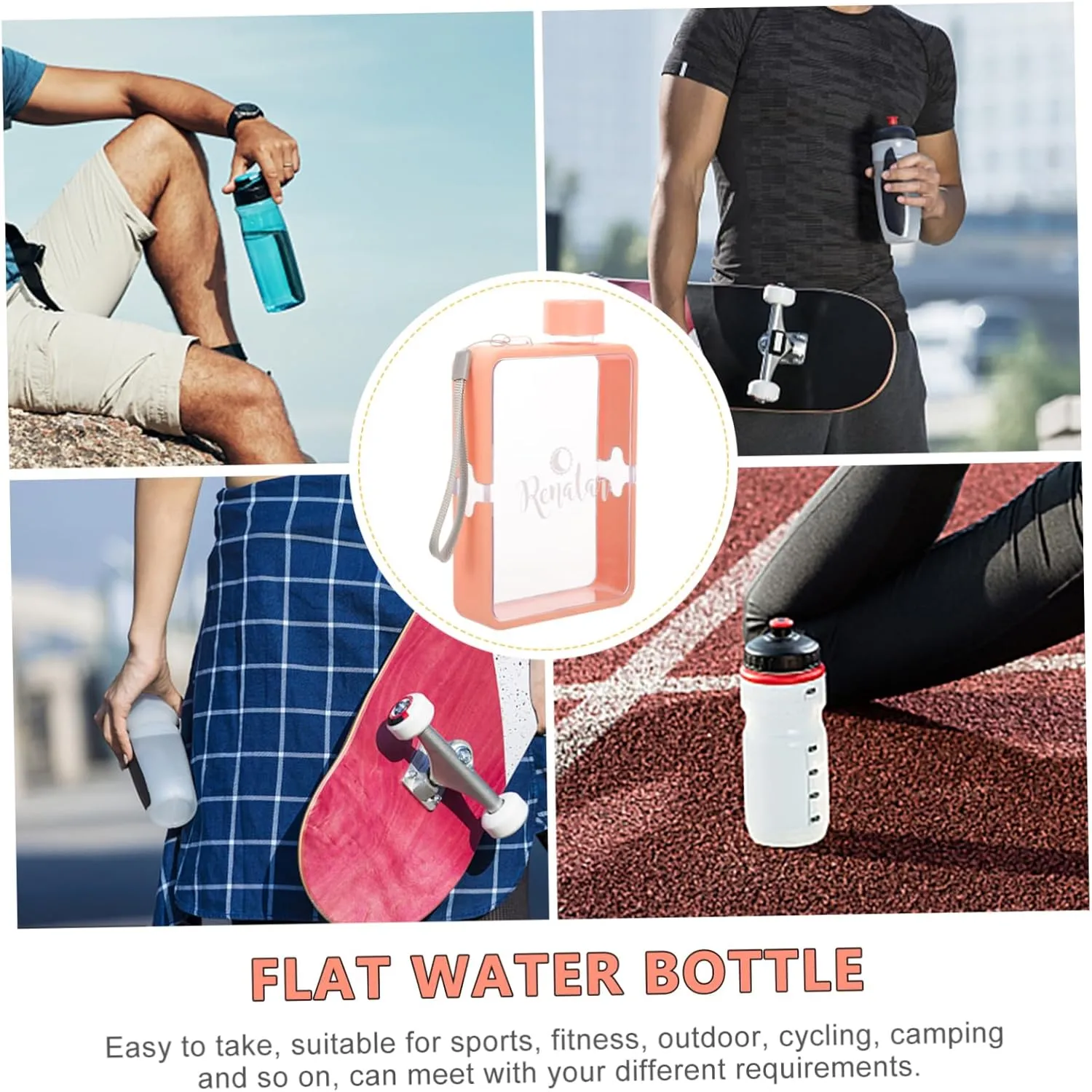 4pcs Pp Material Flat Flask Water Bottle Leakproof Portable and Safe for Fitness Travel and Daily Use Random