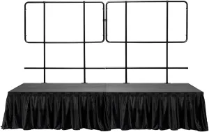 4'x8' Portable Stage Platform with 2 MyStage, 2 Railings & 2 Skirts - Performance Floor Versatile Platform Modular System Stage - DJ, Drum, Camera Stage Riser - Easy to Carry & Transport
