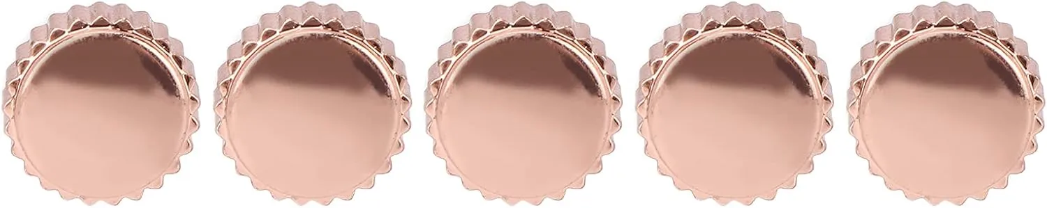5Pcs Professional Rose Gold Steel Watch Crown, Lightweight and Sturdy Watch Head Repairing Accessories, Easy to Install, Suitable for Watchmakers and Enthusiasts, Excellent (6mm Flat Hole)