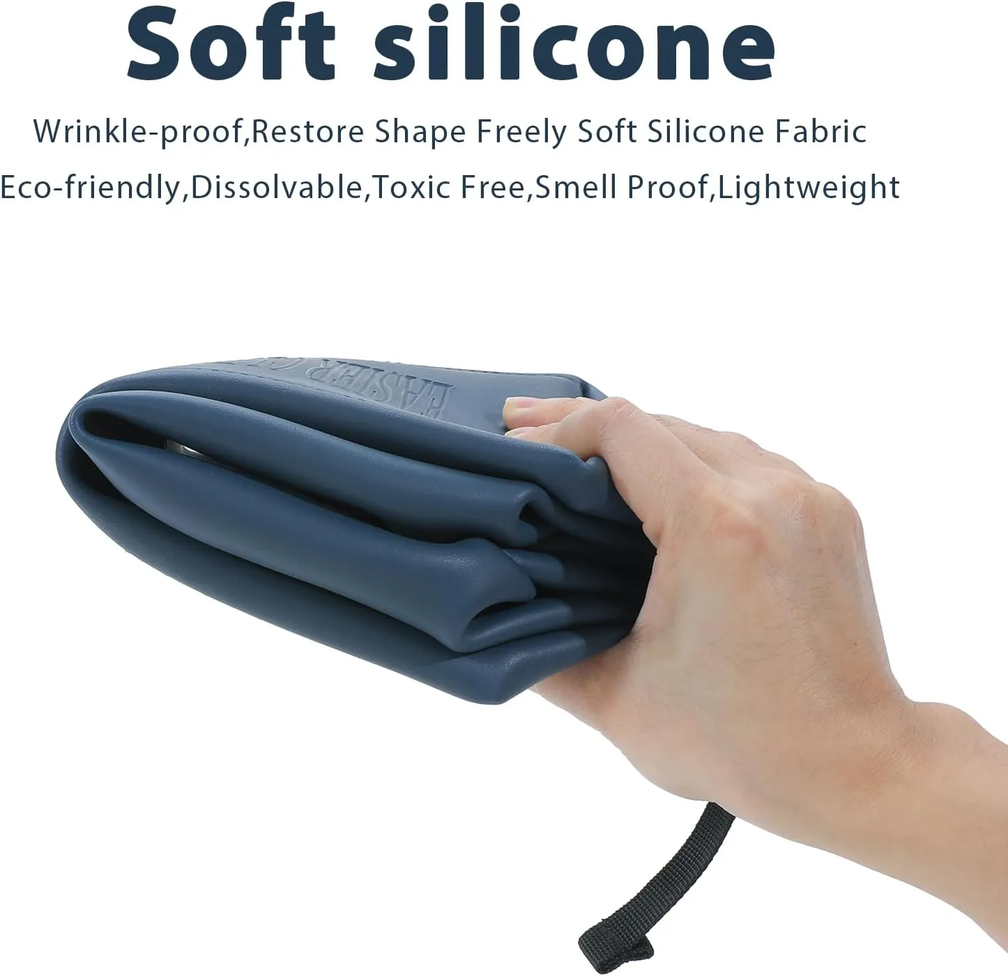 6.5" 3L Large Silicone Dopp Kit,Waterproof Leakproof Toiletry Bag,Foldable Travel Makeup Case for Mens Womens,Navy