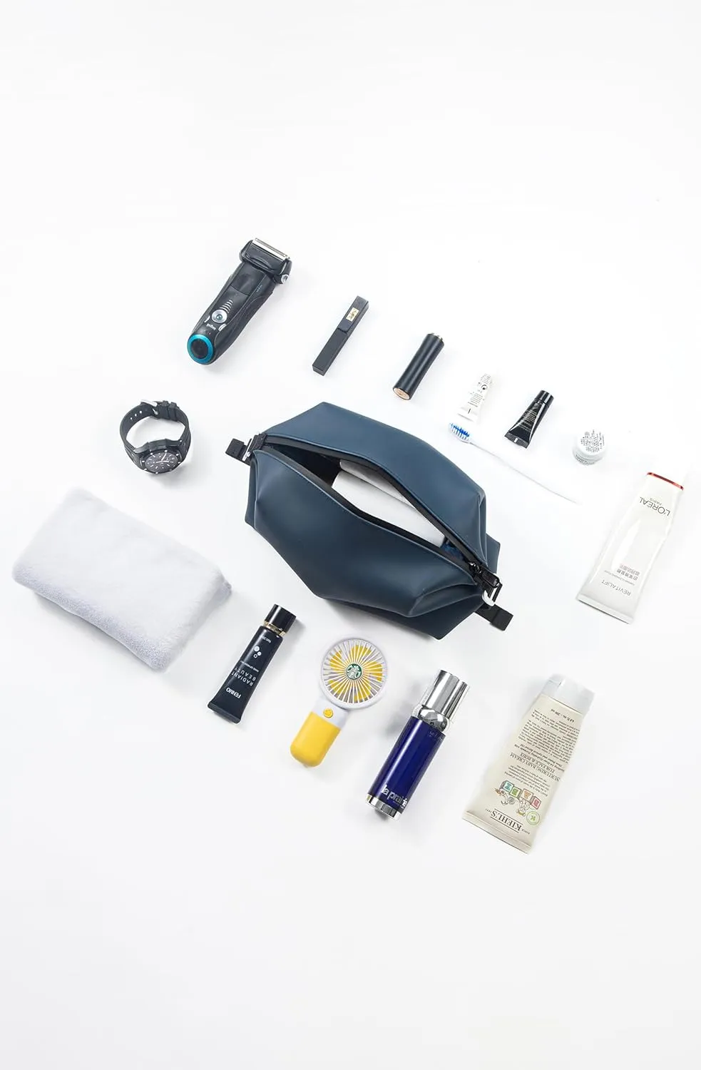 6.5" 3L Large Silicone Dopp Kit,Waterproof Leakproof Toiletry Bag,Foldable Travel Makeup Case for Mens Womens,Navy