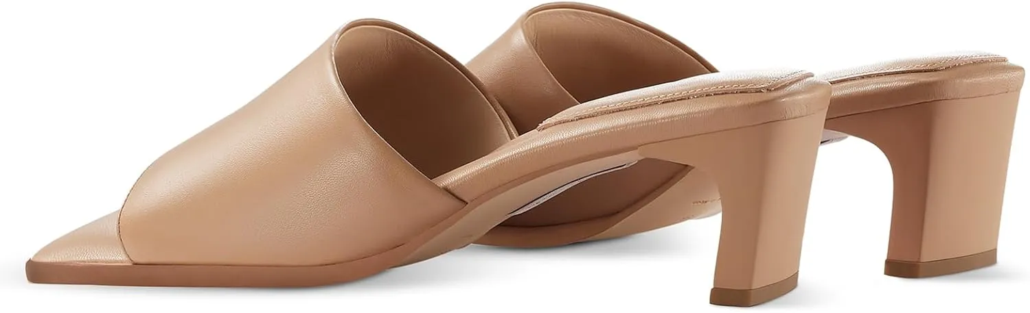 7or9 Women Sofa Sandals Comfortable Lambskin Slide Heeled Sandals Dressy Square Toe Block High Heels Strap Sandals