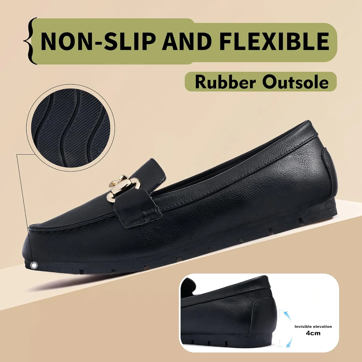 ABEJOJO Women's Loafer Shoes, Comfortable Slip on Casual Flat Penny Shoes for Walking, Driving, Dressy