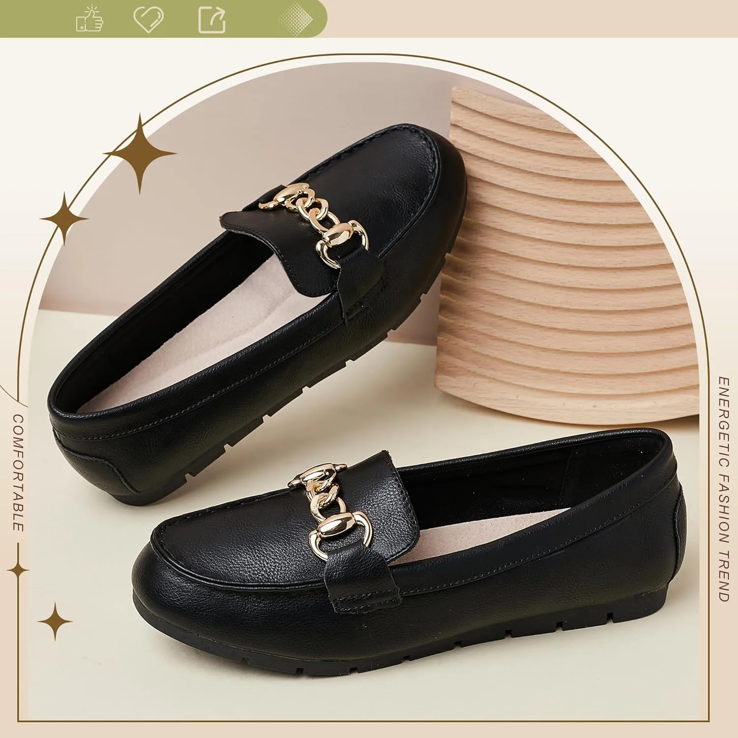ABEJOJO Women's Loafer Shoes, Comfortable Slip on Casual Flat Penny Shoes for Walking, Driving, Dressy
