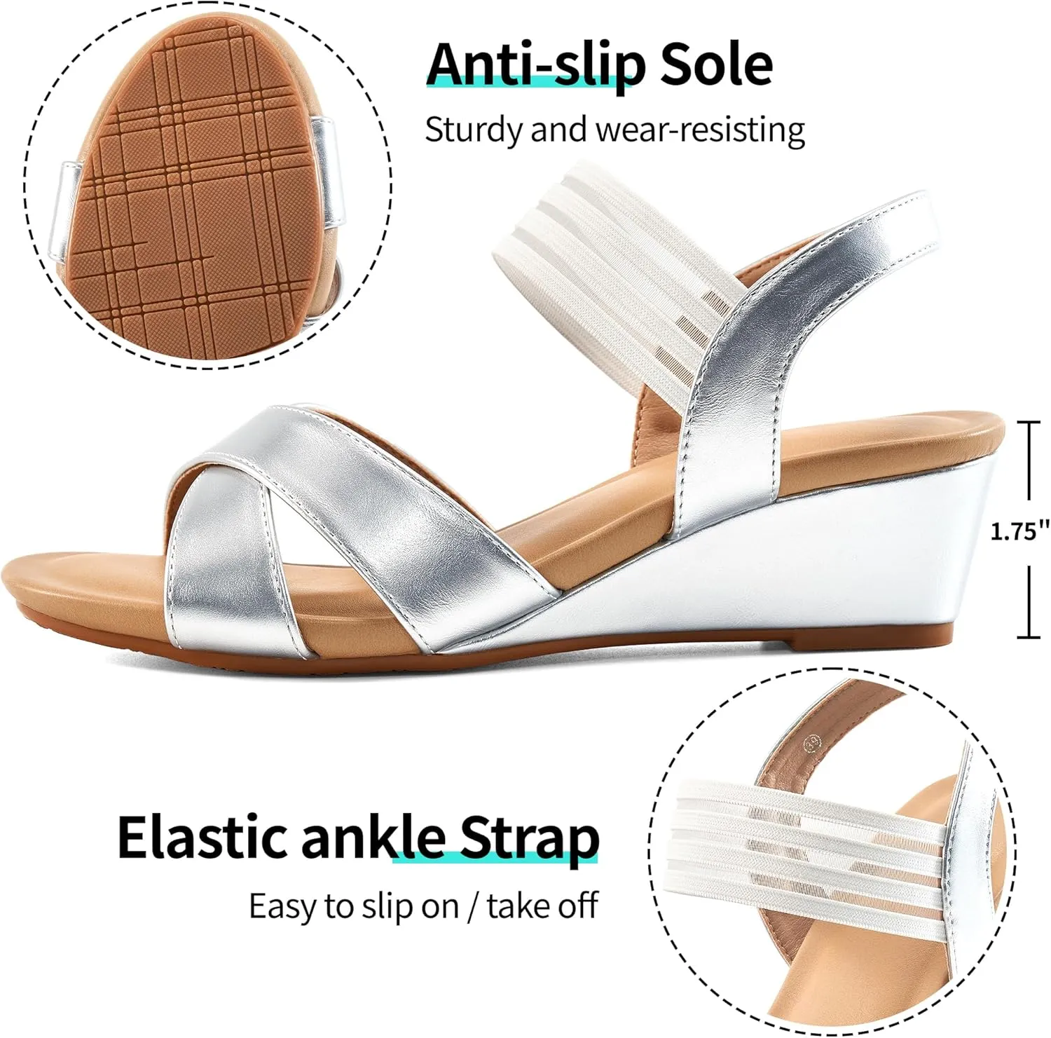 Ablanczoom Wedge Sandals for Women Dressy: Summer Comfortable Ankle Strap Womens Sandal Casual Dressy Wedges Shoes