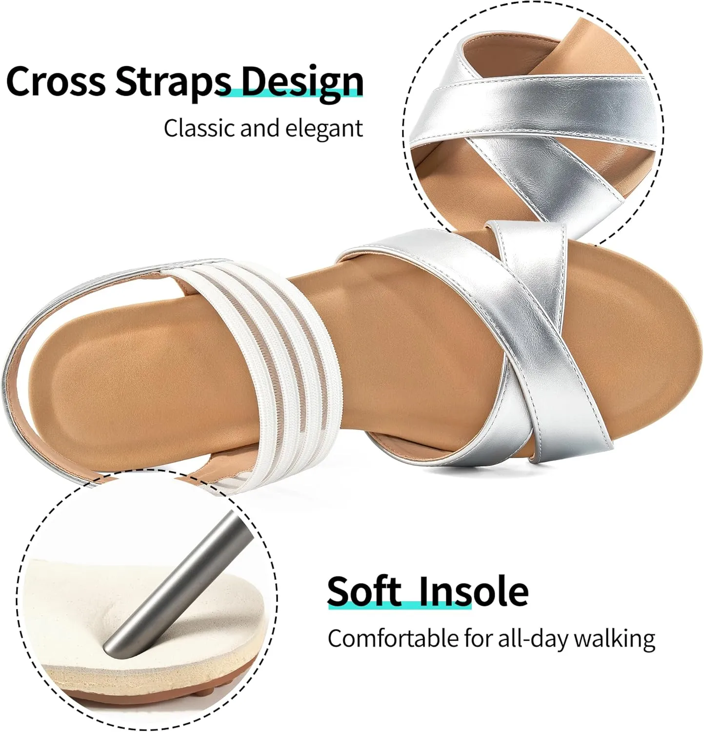 Ablanczoom Wedge Sandals for Women Dressy: Summer Comfortable Ankle Strap Womens Sandal Casual Dressy Wedges Shoes