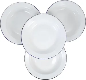 ABOOFAN 4pcs Enamel Plate Dining Plate Camping Dishes Camping Enamelware Shallow Enamelware Bowls Serving Platters Enamel White