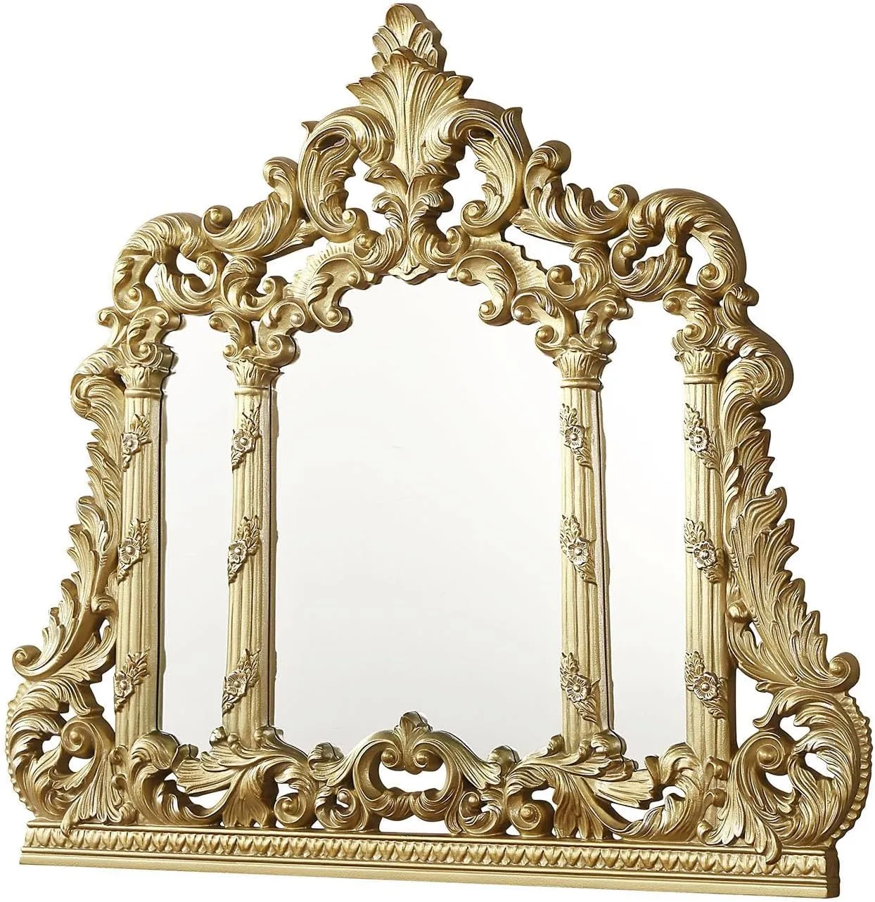 Acme Cabriole Mirror with Floral and Leaf Motifs in Gold
