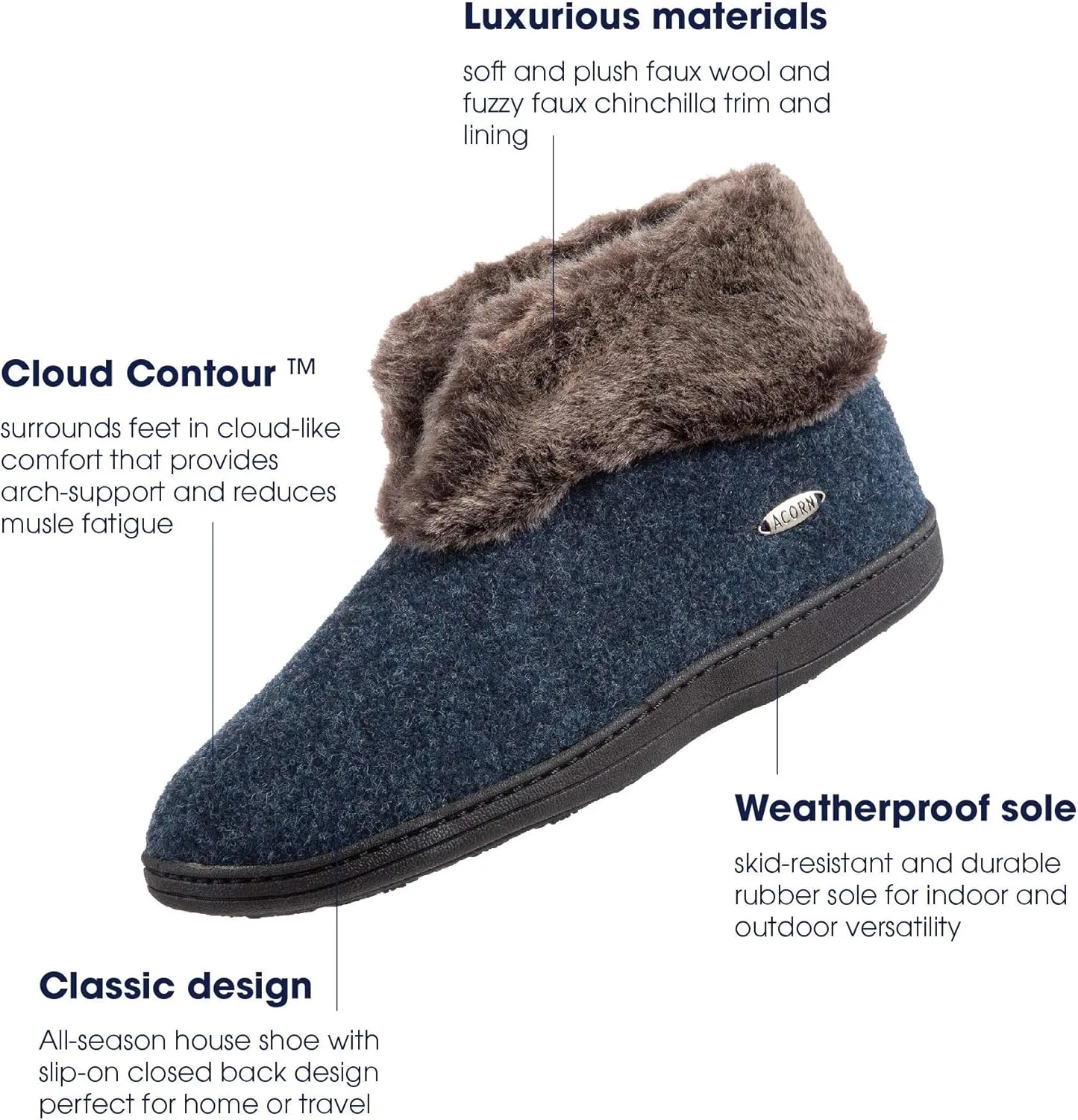 Acorn Women's Faux Chinchilla Bootie II Slipper