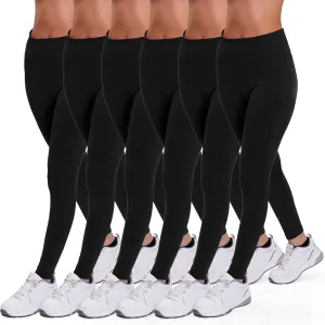 Active Club 3 or 6-Pack Fleece Lined Leggings for Women, High-Waisted Women’s Leggings with Wide Waistband and Fleece Lining