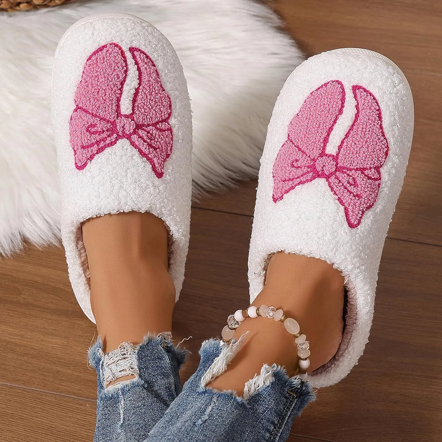 Afellicy Halloween Christmas Slippers Checkered Scuff for Women and Men Holiday Indoor Bedroom Fluffy Warm Fleece Slippers Winter Soft Cozy Home Non-Slip Soft Plush Slip-on Wool Lined House Shoes