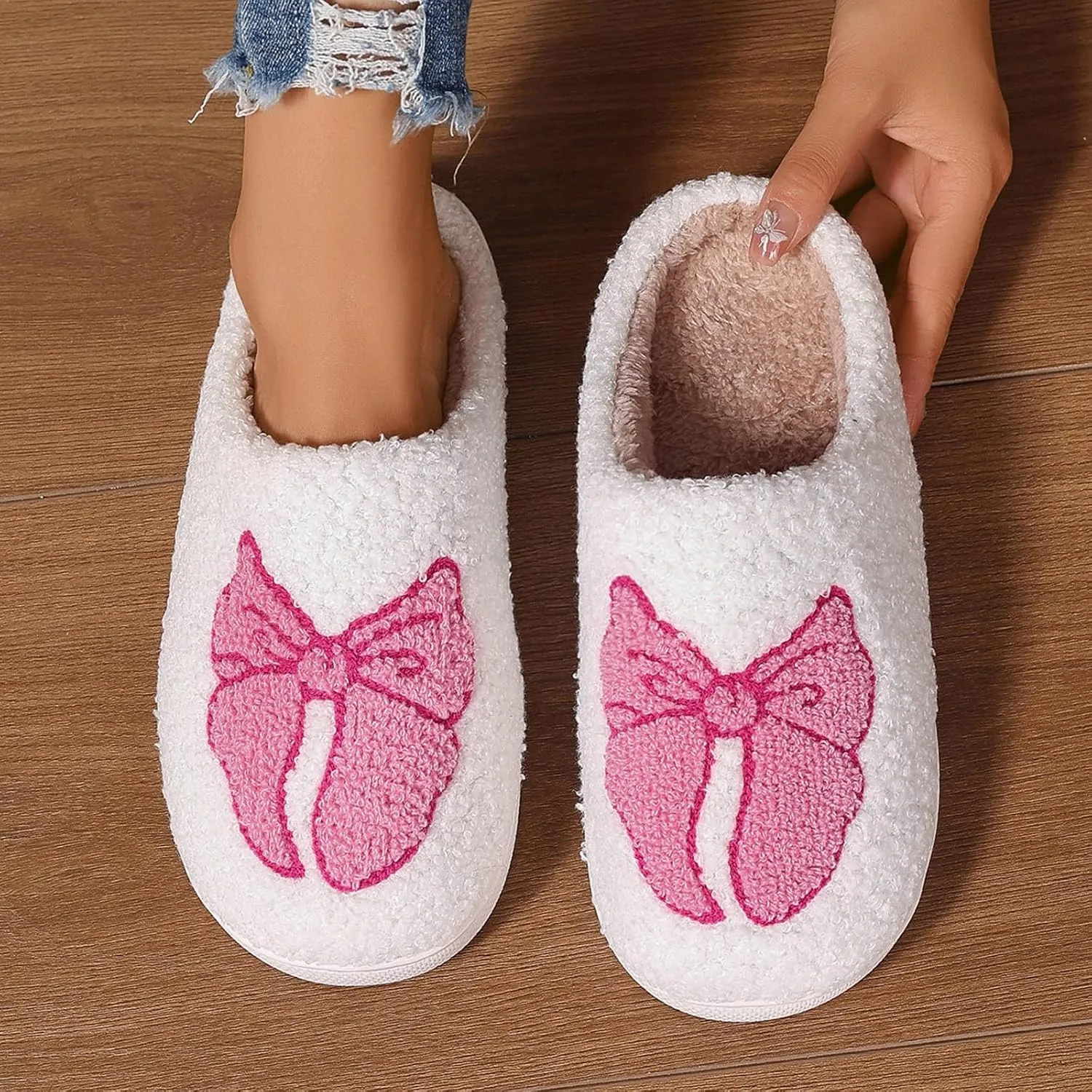 Afellicy Halloween Christmas Slippers Checkered Scuff for Women and Men Holiday Indoor Bedroom Fluffy Warm Fleece Slippers Winter Soft Cozy Home Non-Slip Soft Plush Slip-on Wool Lined House Shoes