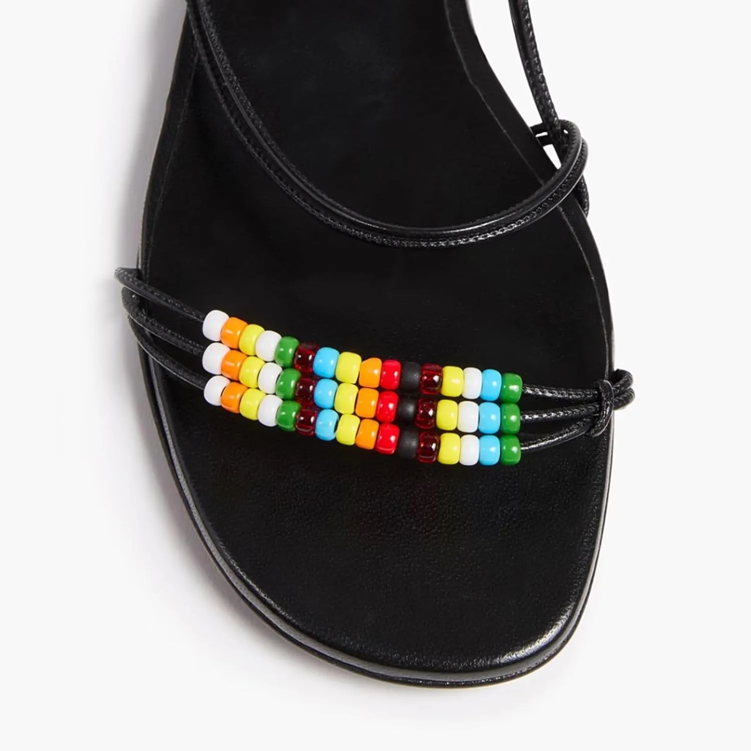 Agodor Slingback Flats Sandals for Women Beaded Open Toe Strappy Bohemian Sandals for Women With Buckle Summer Beach Sandal Casual Daily Dress Black Shoes