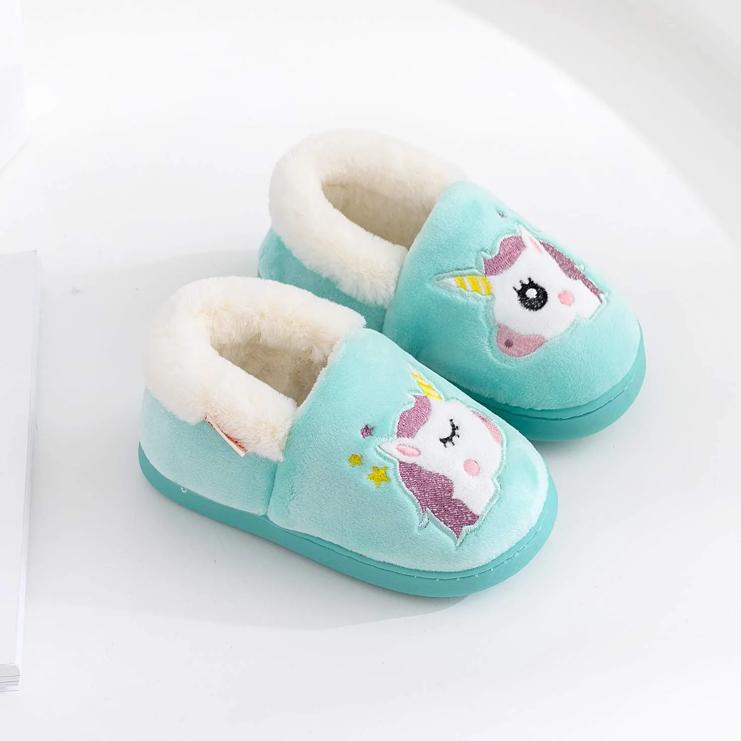 Ainikas Toddler Boys Girls Slippers Fluffy Little Kids House Slippers Warm Fur Cute Animal Home Slipper