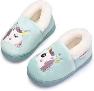Ainikas Toddler Boys Girls Slippers Fluffy Little Kids House Slippers Warm Fur Cute Animal Home Slipper