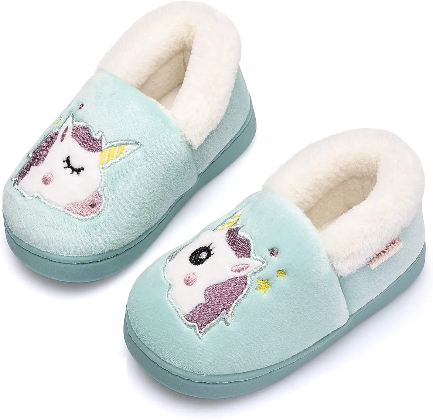Ainikas Toddler Boys Girls Slippers Fluffy Little Kids House Slippers Warm Fur Cute Animal Home Slipper
