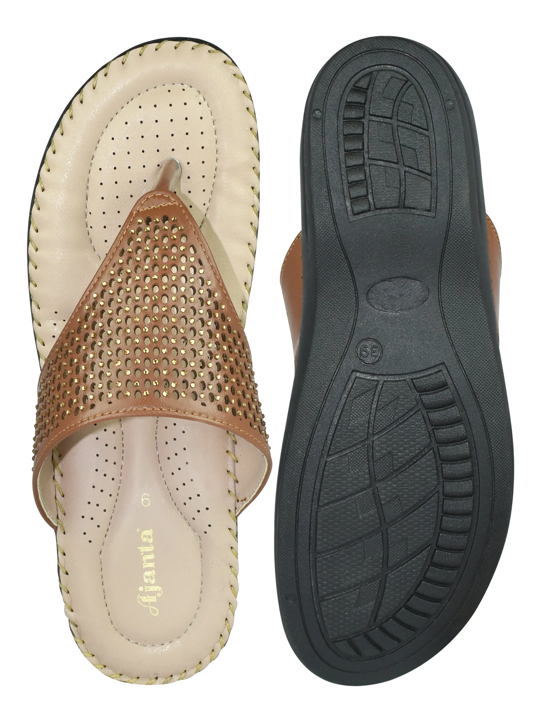 Ajanta Women Tan Flat Sandal EL1002