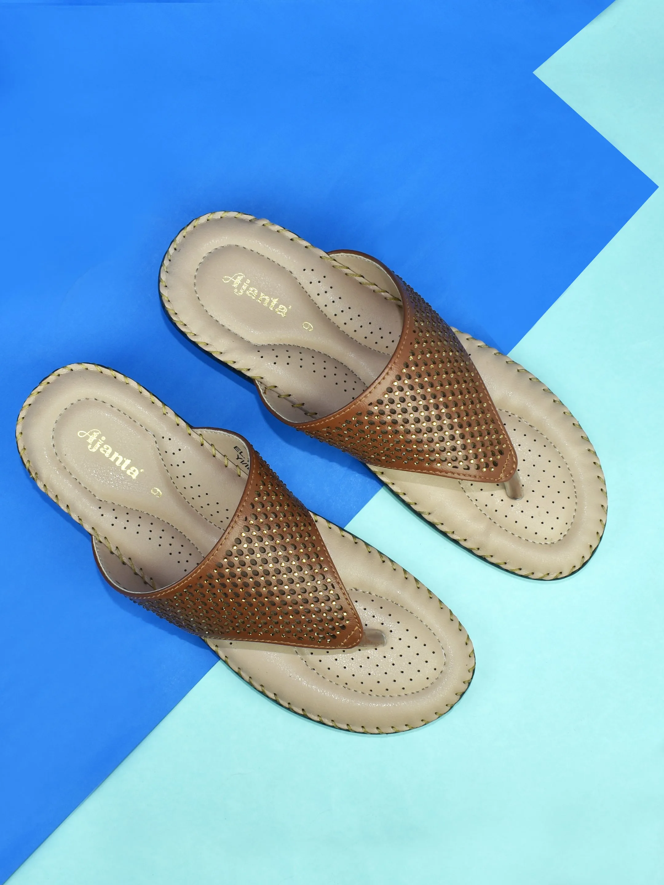 Ajanta Women Tan Flat Sandal EL1002
