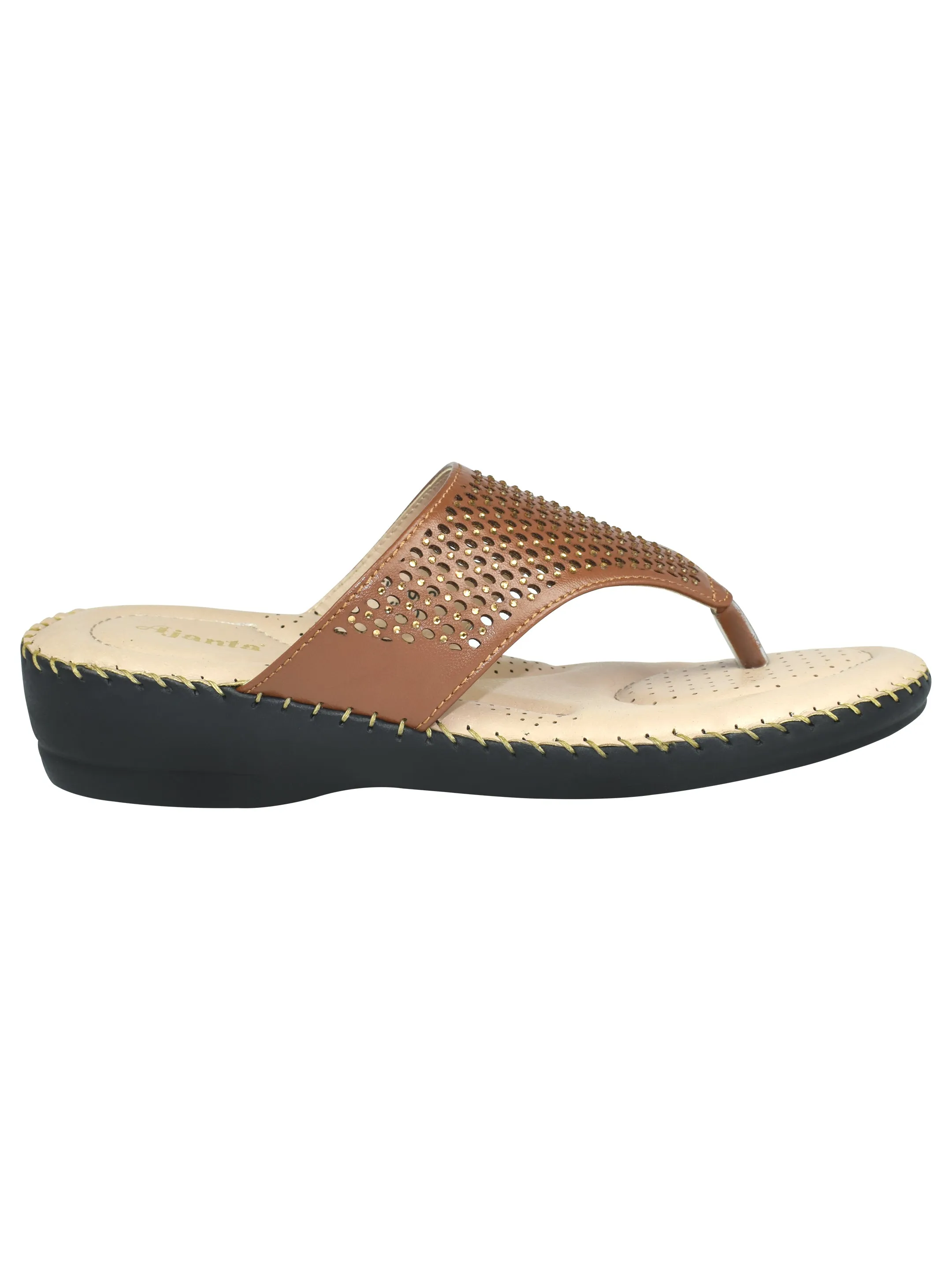 Ajanta Women Tan Flat Sandal EL1002