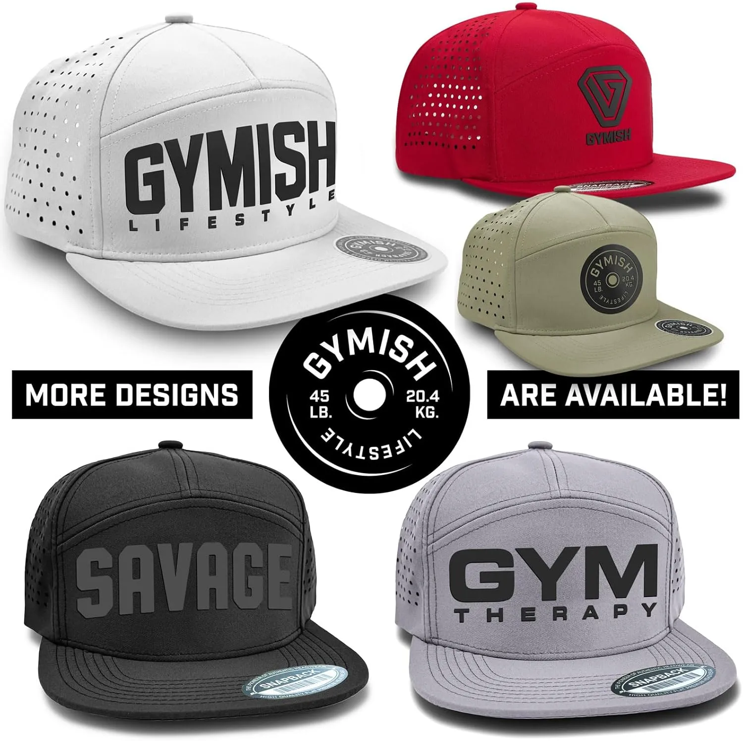 Alpha Workout Hats for Men, 7 Panel Laser Vented Classic Adjustable Snapback Hat Mens Gifts