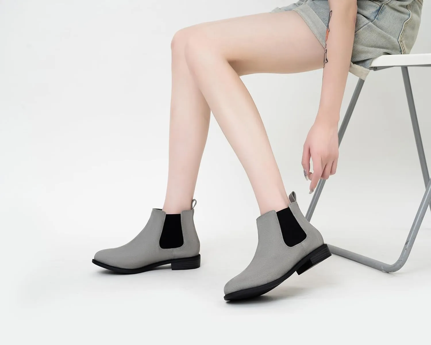 ANJOUFEMME Womens Fall Flat Chelsea Boots, Classic Comfortable Short Ankle Boots, Fashion Dress Booties