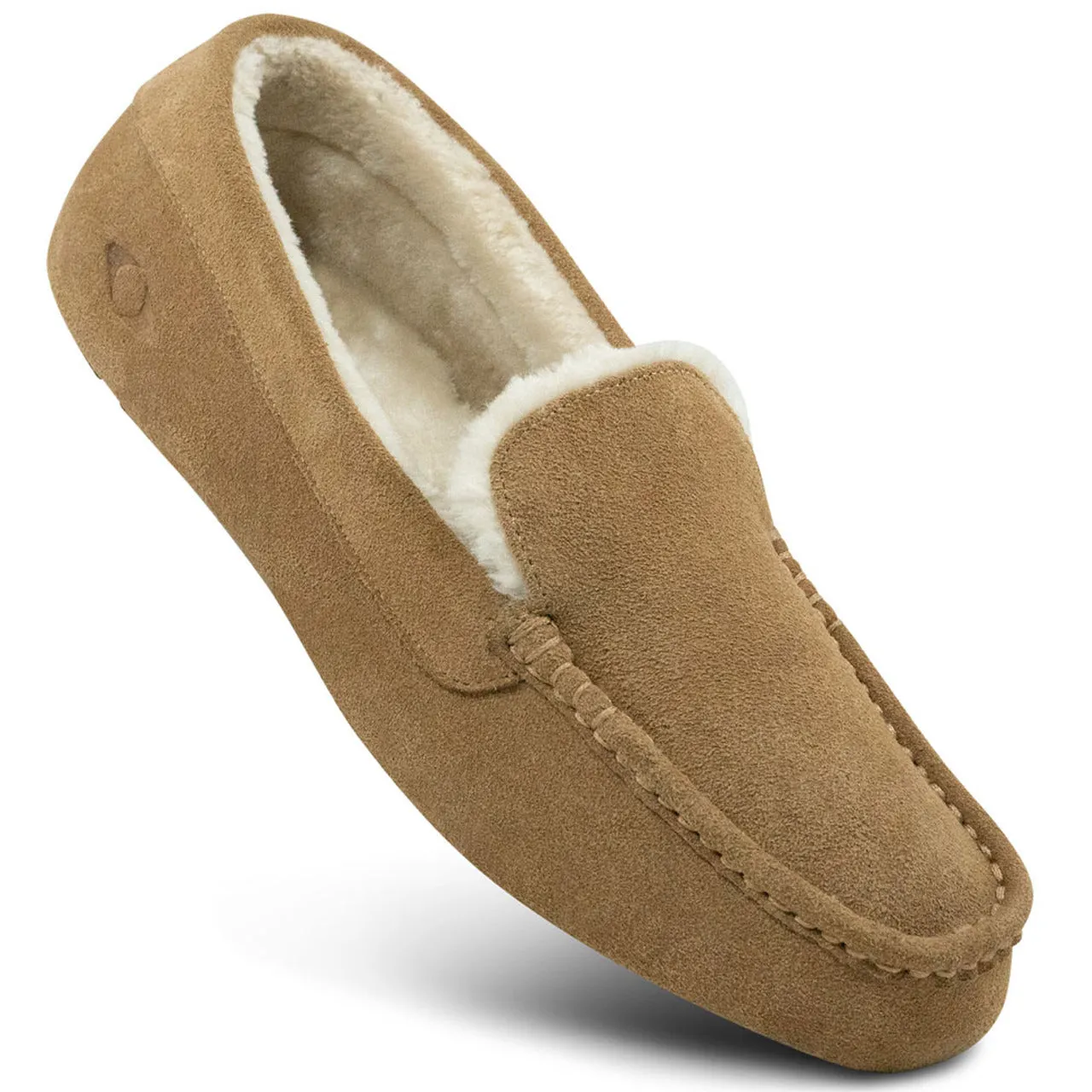 Apexfoot Men's Unisex Orthopedic Moccasin Slipper Camel - Wide (D/2E)